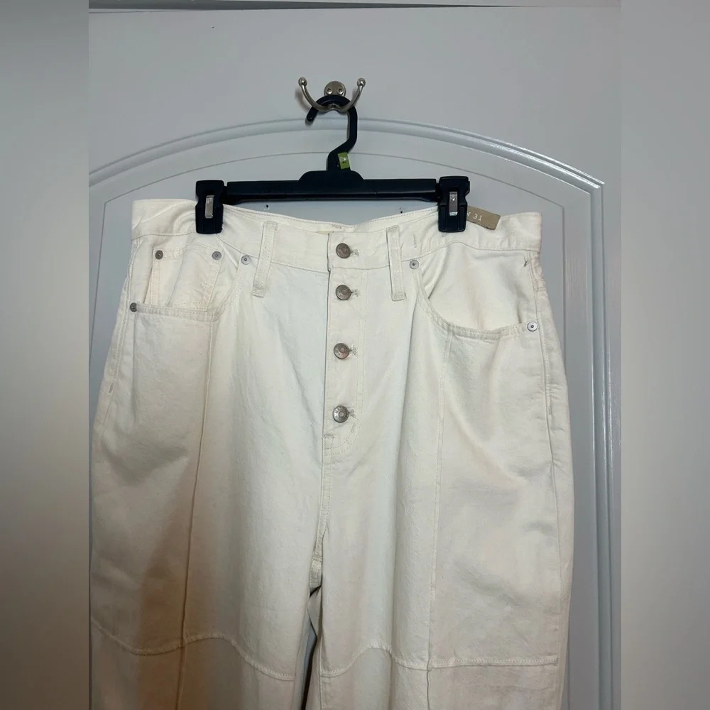 Madewell Baggy Straight High Rise Jeans in Vintage Canvas Cream Size 31 NWT